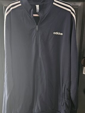 adidas Men’s Navy Track Jacket with White Stripes 2XL